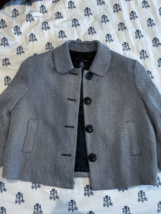 New York & Company Jackets & Blazers - New York & Co Herringbone Cropped Jacket - B&W | XL